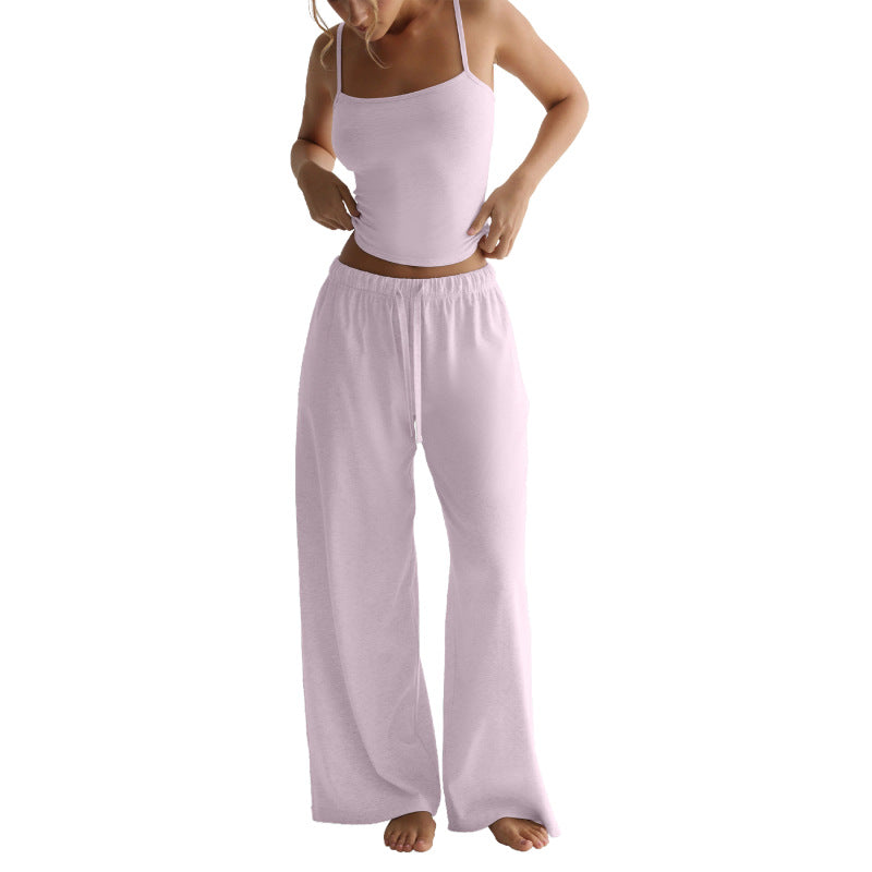Women's Vest Crop Top and Wide-Leg Pants