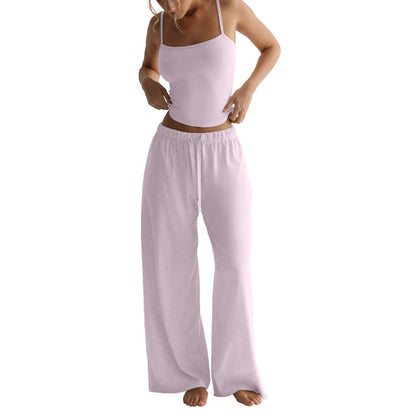 Women's Vest Crop Top and Wide-Leg Pants