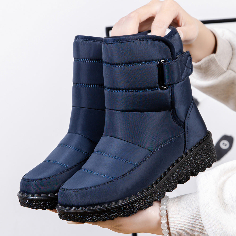 Women's Warm Waterproof Snow Boots with Velcro Closure