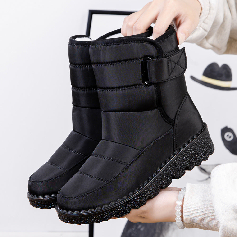 Women's Warm Waterproof Snow Boots with Velcro Closure