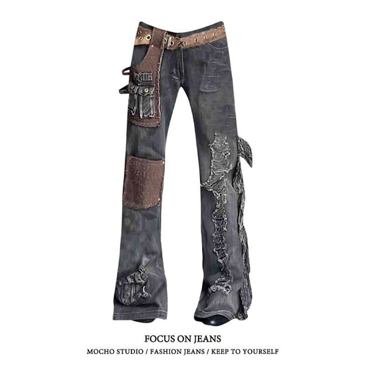 Women's Washed Micro-flared Wide-leg Jeans
