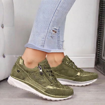 Women's Wedge Heel Sneakers with Zipper