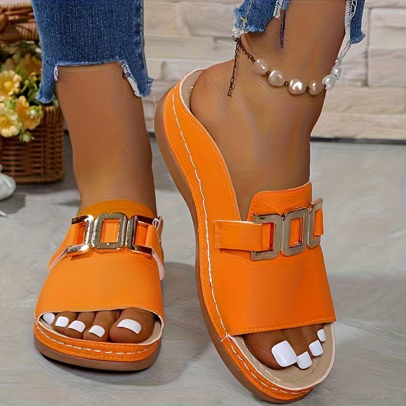 Women's Wedge Slippers Fish Mouth Flat Sandals