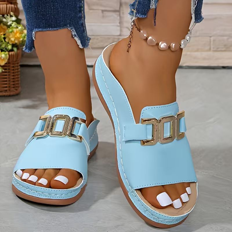 Women's Wedge Slippers Fish Mouth Flat Sandals