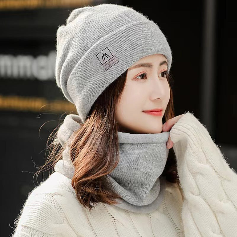 Women's Winter Knitted Hat and Scarf Set Windproof Cold-Proof