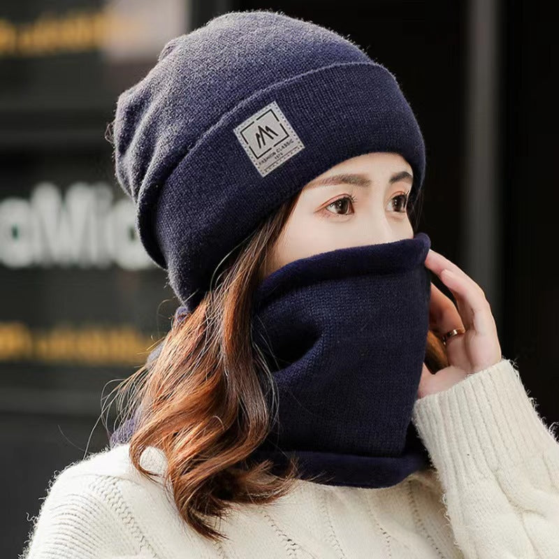 Women's Winter Knitted Hat and Scarf Set Windproof Cold-Proof