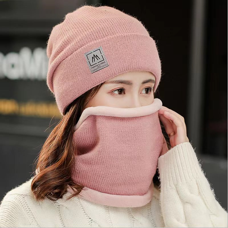 Women's Winter Knitted Hat and Scarf Set Windproof Cold-Proof