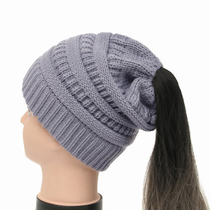Women's Wool Knit Ponytail Hat