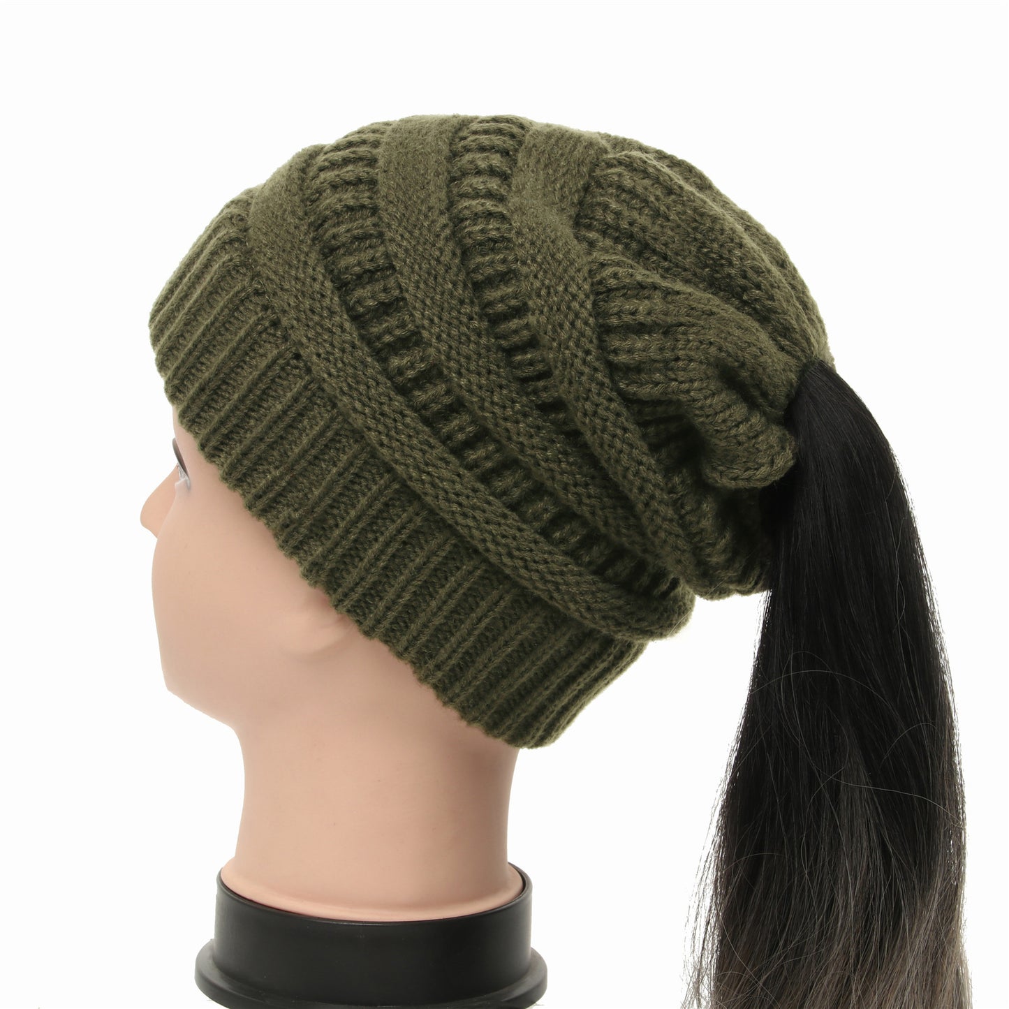 Women's Wool Knit Ponytail Hat