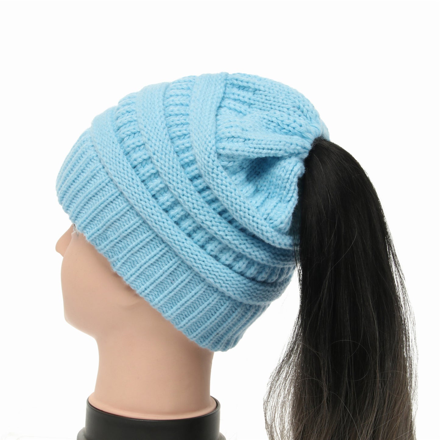 Women's Wool Knit Ponytail Hat