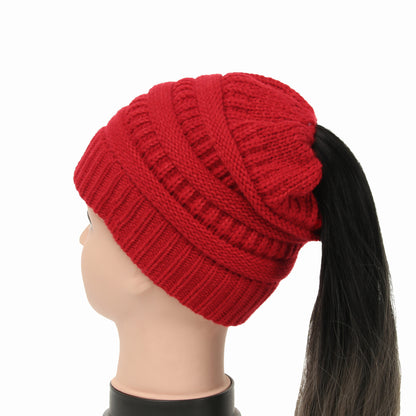 Women's Wool Knit Ponytail Hat