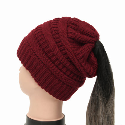 Women's Wool Knit Ponytail Hat