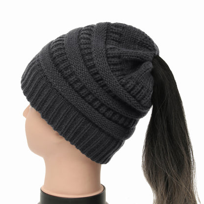 Women's Wool Knit Ponytail Hat