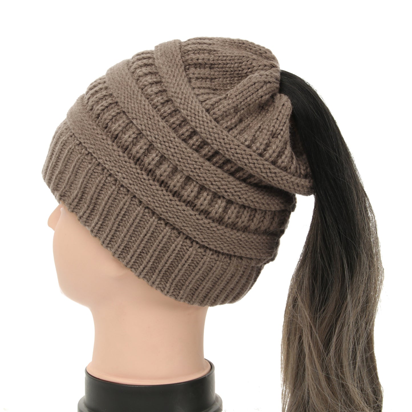 Women's Wool Knit Ponytail Hat