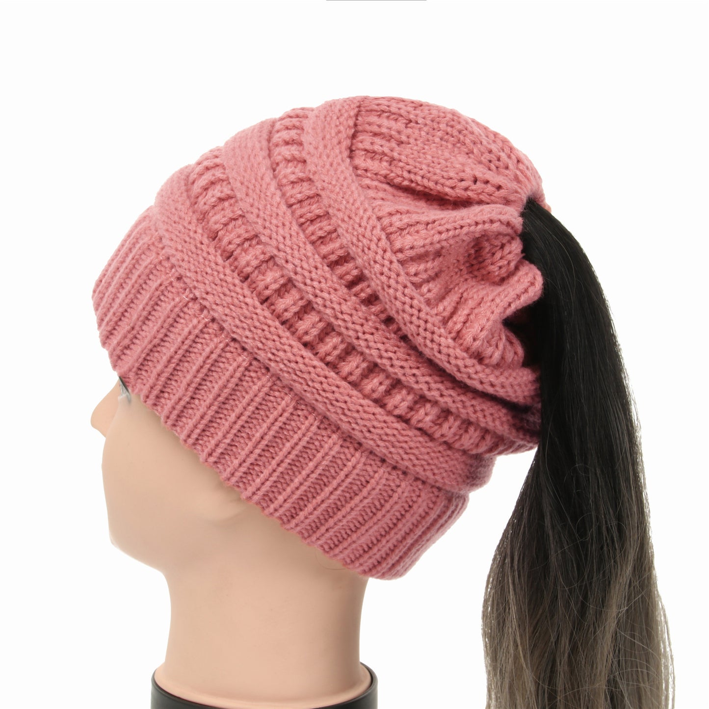 Women's Wool Knit Ponytail Hat
