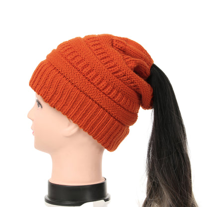 Women's Wool Knit Ponytail Hat
