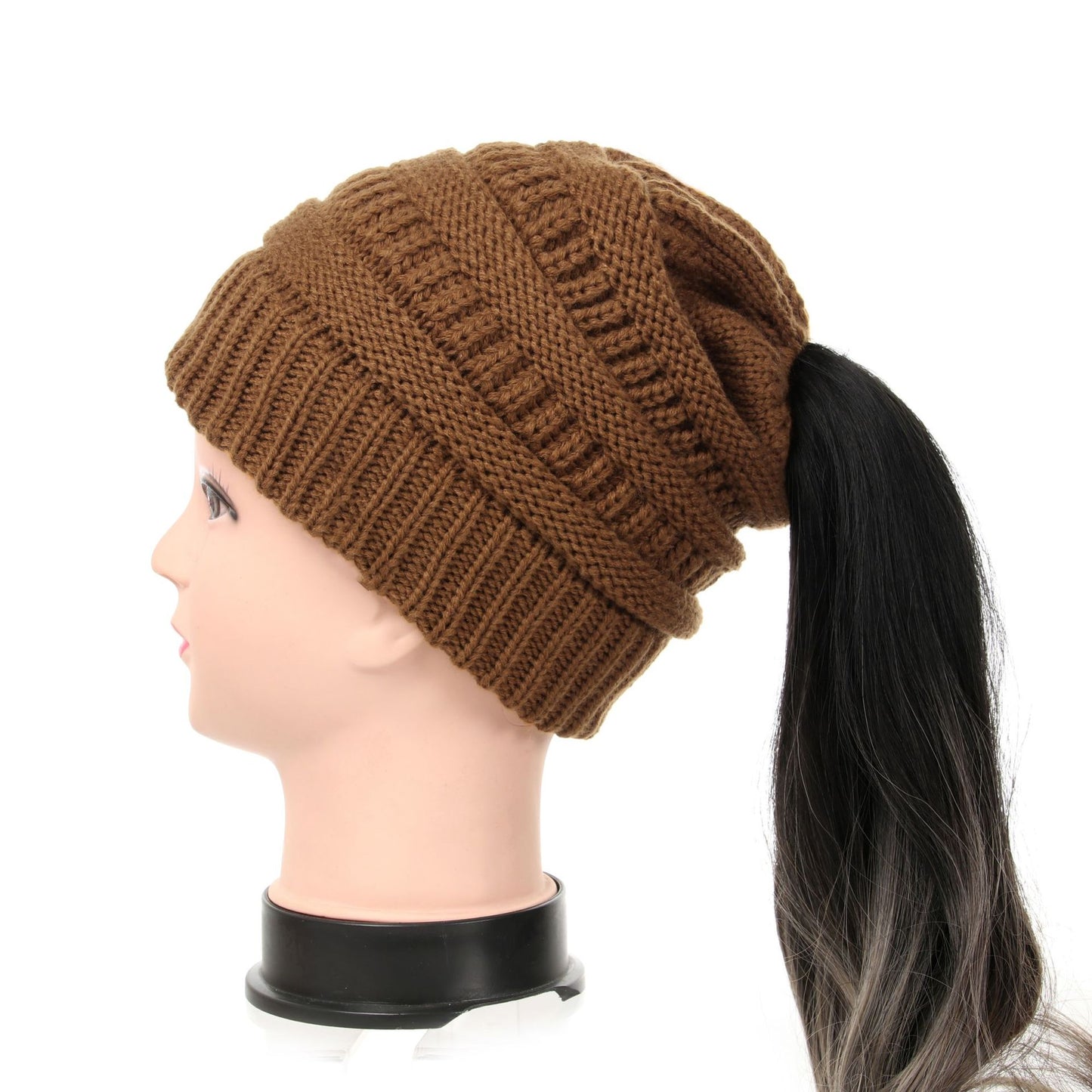 Women's Wool Knit Ponytail Hat