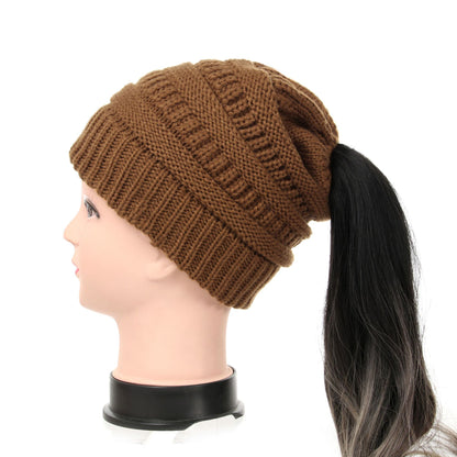 Women's Wool Knit Ponytail Hat
