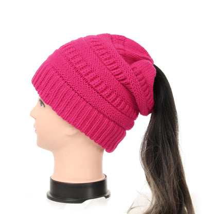 Women's Wool Knit Ponytail Hat