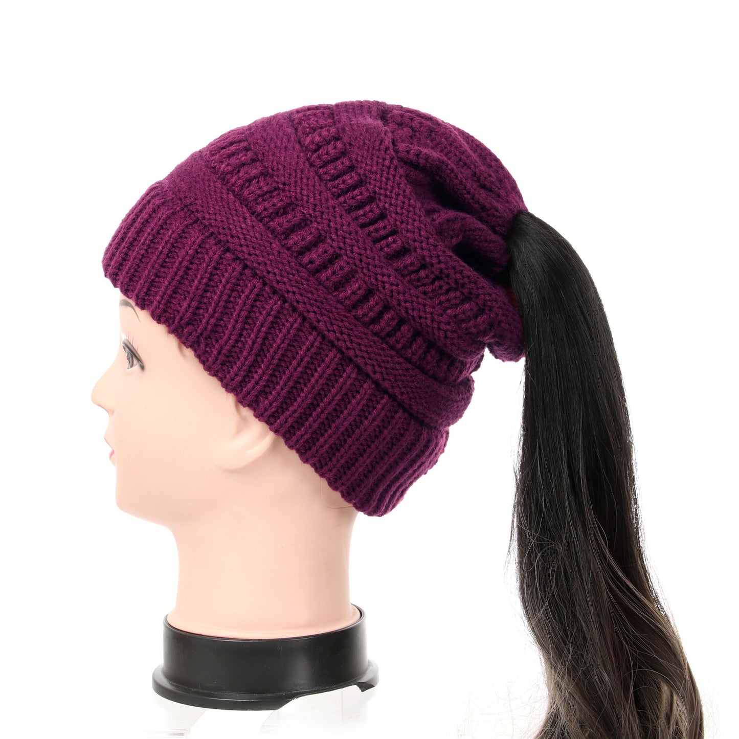 Women's Wool Knit Ponytail Hat