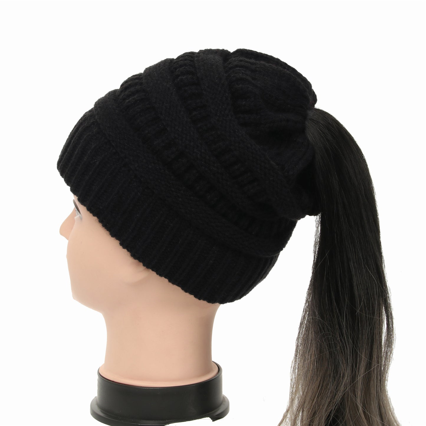 Women's Wool Knit Ponytail Hat
