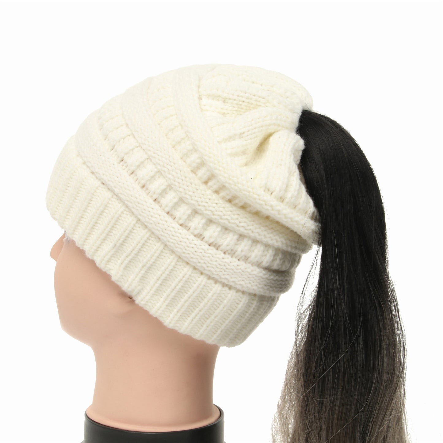 Women's Wool Knit Ponytail Hat
