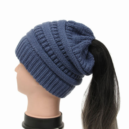 Women's Wool Knit Ponytail Hat