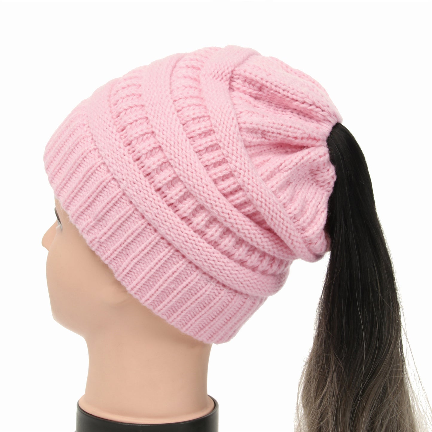 Women's Wool Knit Ponytail Hat