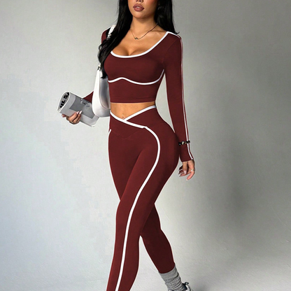 Women's Yoga Set with Color Block Design