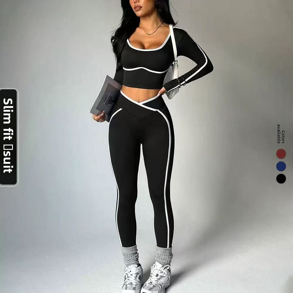 Women's Yoga Set with Color Block Design