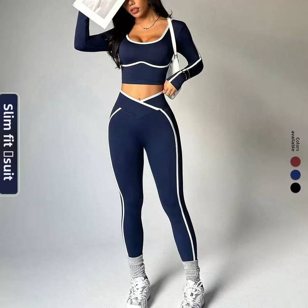 Women's Yoga Set with Color Block Design