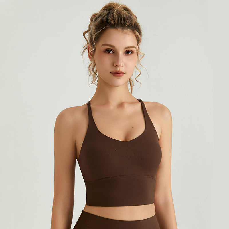 Women's Yoga Sports Bra with Fixed Chest Pad