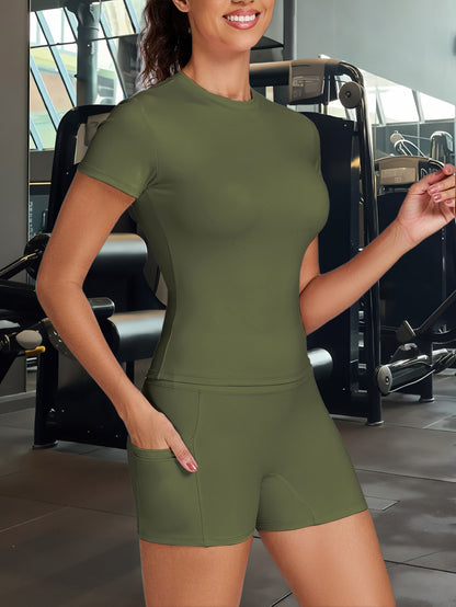 Women's Yoga Sports Set with Pocket Shorts