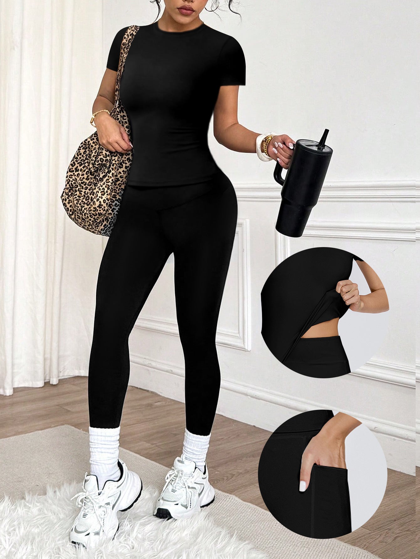 Women's Yoga Sports Set with Pocket Shorts