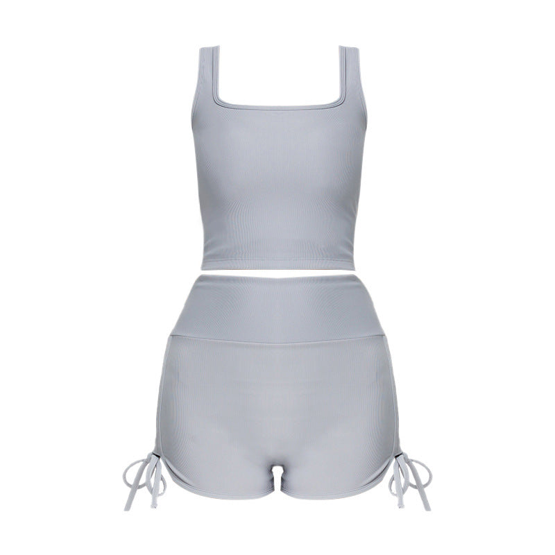 Women's Yoga Vest and High-Waisted Shorts Set