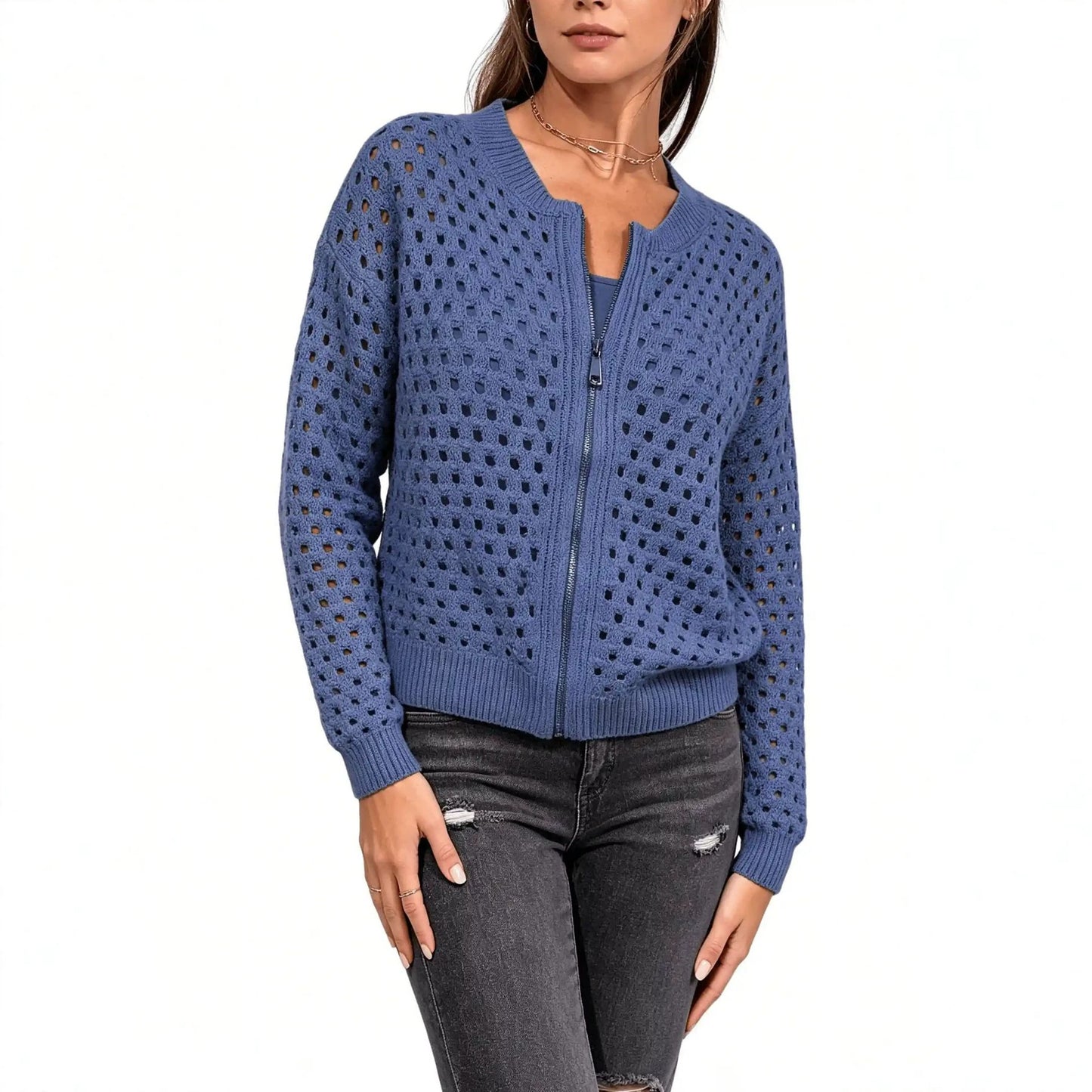 Women's Zip-Up Knitted Cardigan
