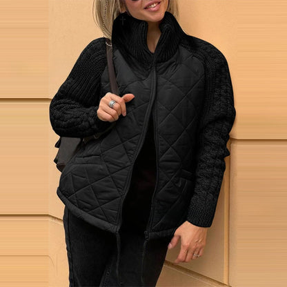 Women's Zippered Stand Collar Cardigan
