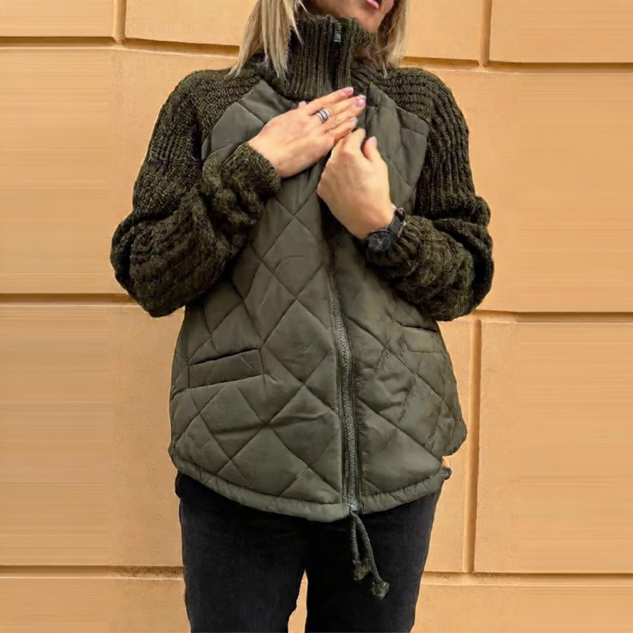 Women's Zippered Stand Collar Cardigan
