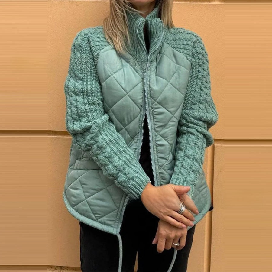 Women's Zippered Stand Collar Cardigan