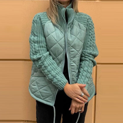 Women's Zippered Stand Collar Cardigan