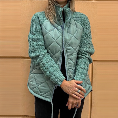 Women's Zippered Stand Collar Cardigan