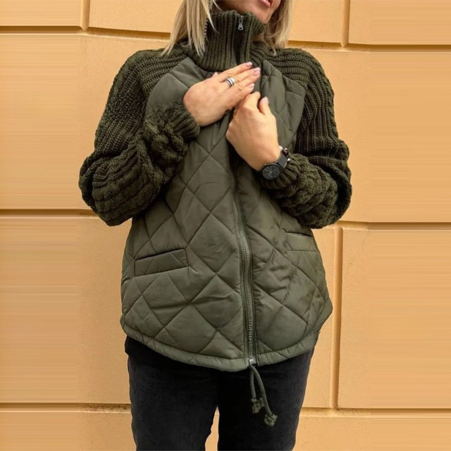 Women's Zippered Stand Collar Cardigan