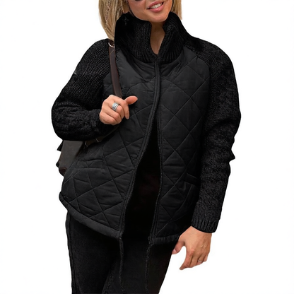 Women's Zippered Stand Collar Cardigan