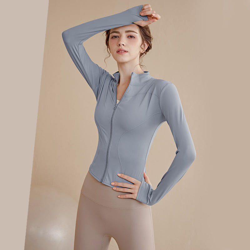 Women's Zippered Yoga Jacket Long Sleeve Fitness Top
