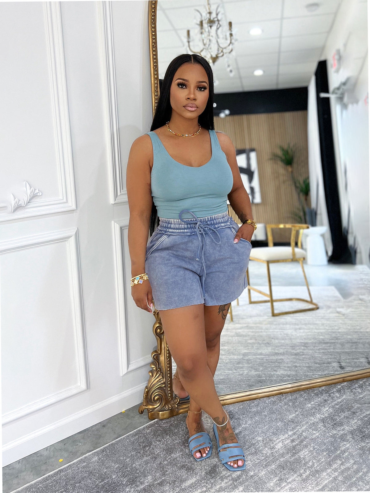Women Sleeveless Backless Top and Shorts