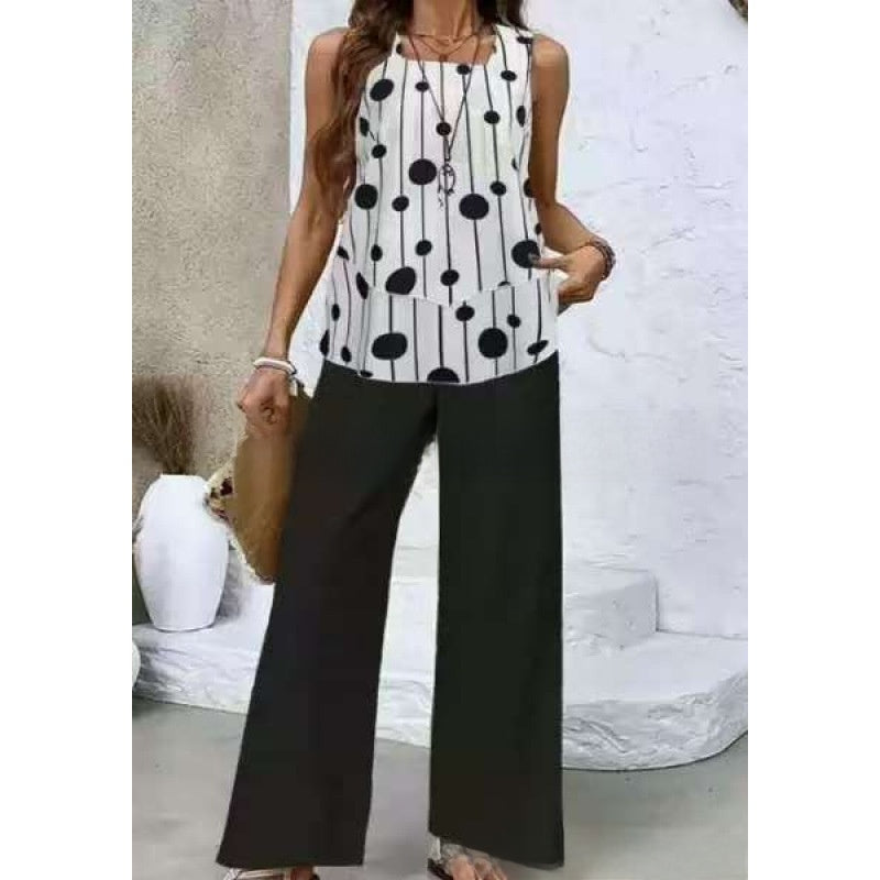 Women Sleeveless Floral Print Vest and Pants Set