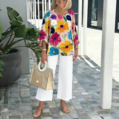 Women Sleeveless Floral Print Vest and Pants Set