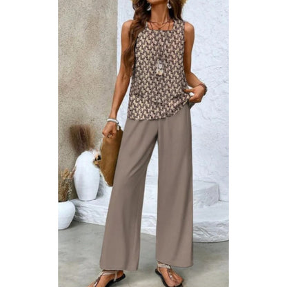 Women Sleeveless Floral Print Vest and Pants Set