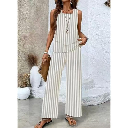 Women Sleeveless Floral Print Vest and Pants Set