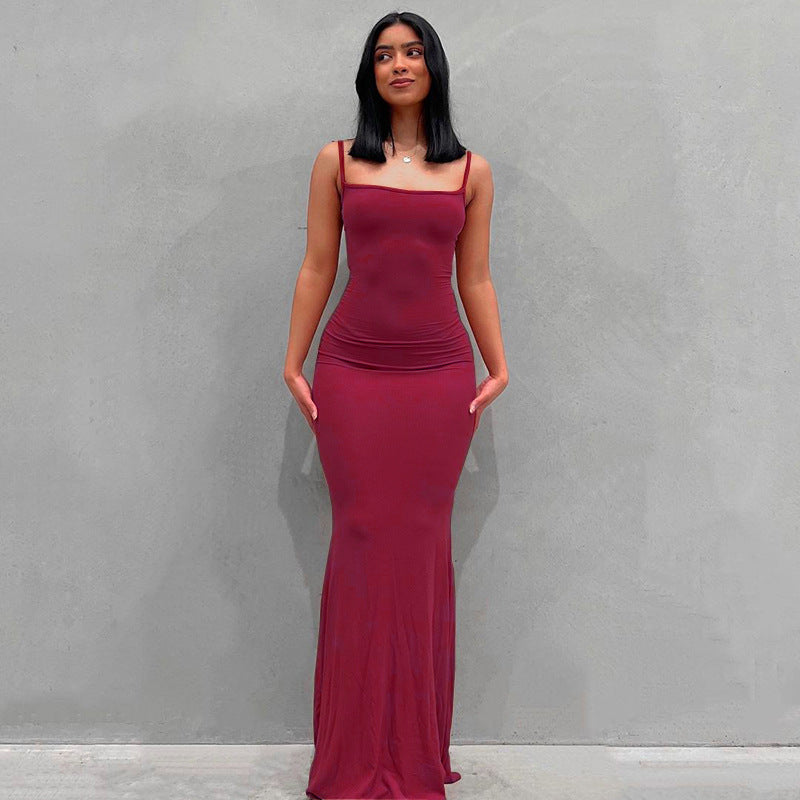 Women Sling Dress Casual Long Skirt